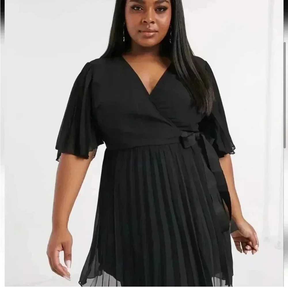 ASOS Curve Black Wrap Dress Size 16